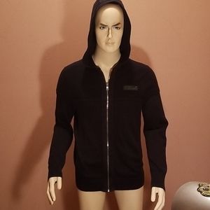 Men's Black Express Knit Zip-up Hoodie - Medium